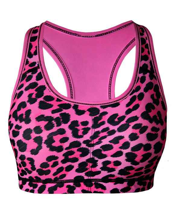 Pink Leopard Print Racerback Sports Bra